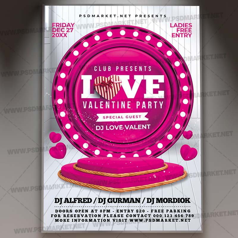 Download Love Valentine Party Card Printable Template 1