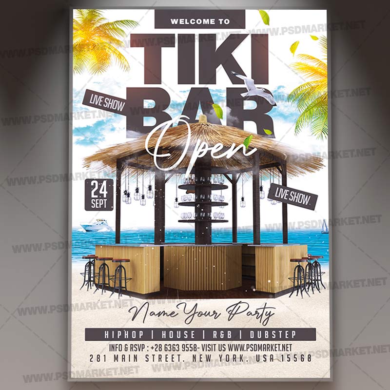 Download Tiki Bar Card Printable Template 1