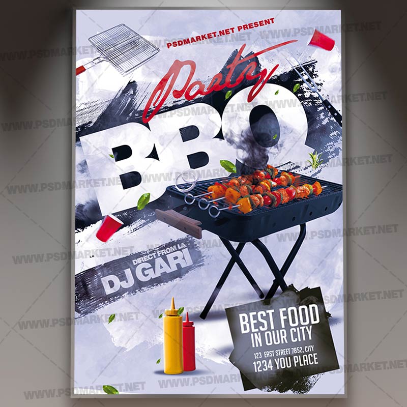 Download BBQ Party Card Printable Template 1