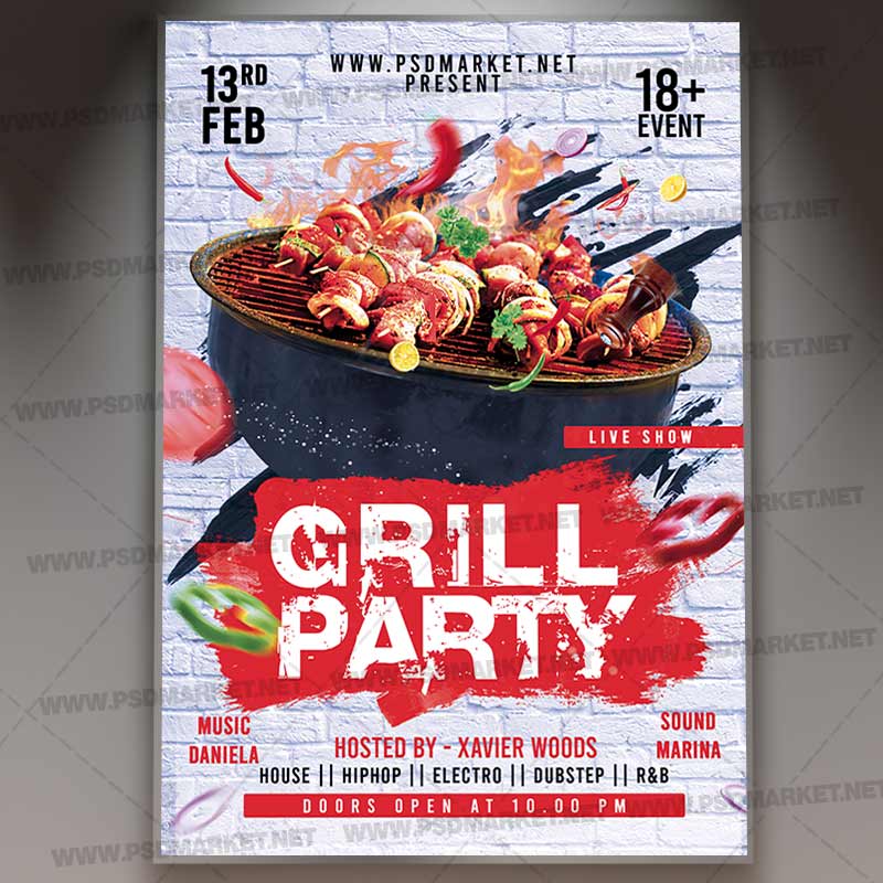 Download Grill Party Card Printable Template 1