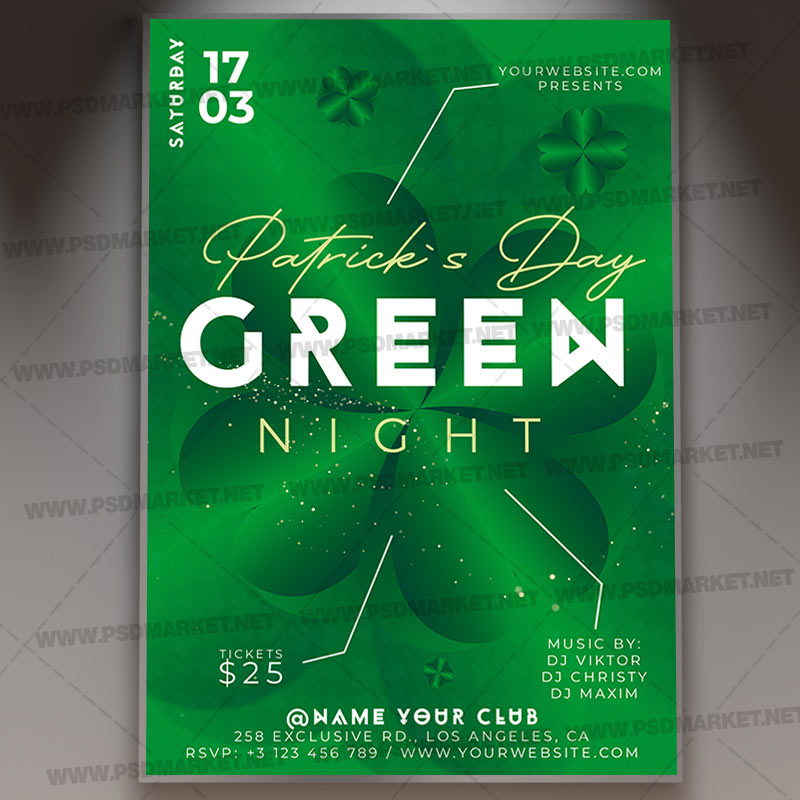 Download Green Night Party Card Printable Template 1