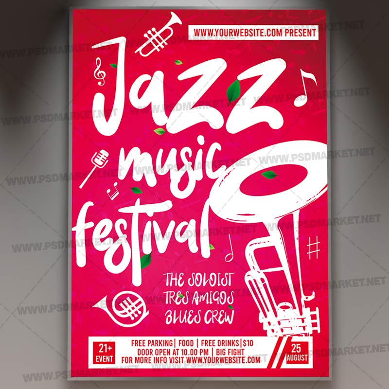 Download Jazz Music Festival Card Printable Template 1