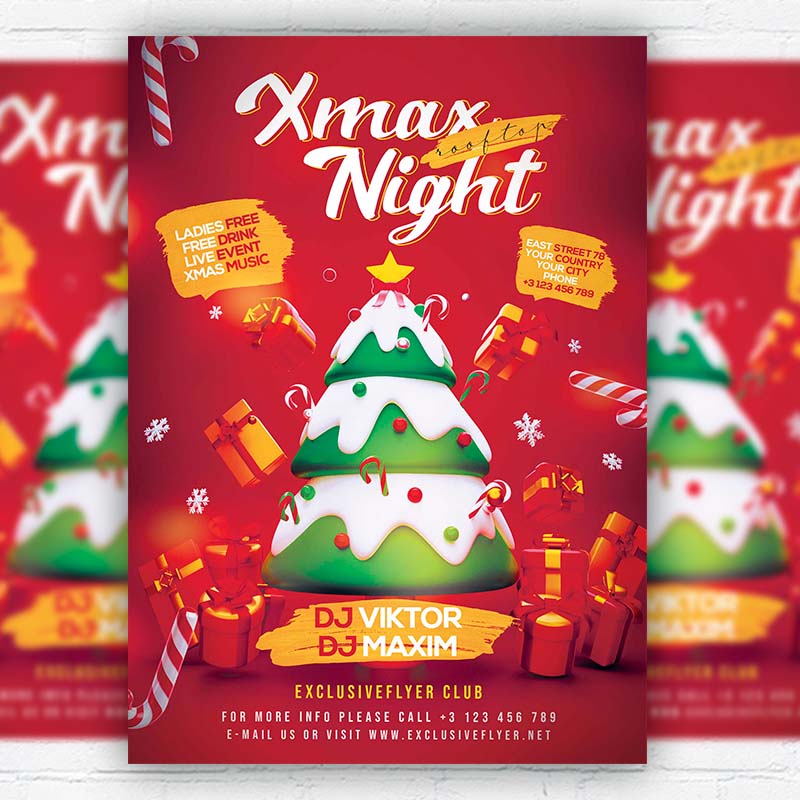 Rooftop Xmas Night - Flyer PSD Template | ExclusiveFlyer