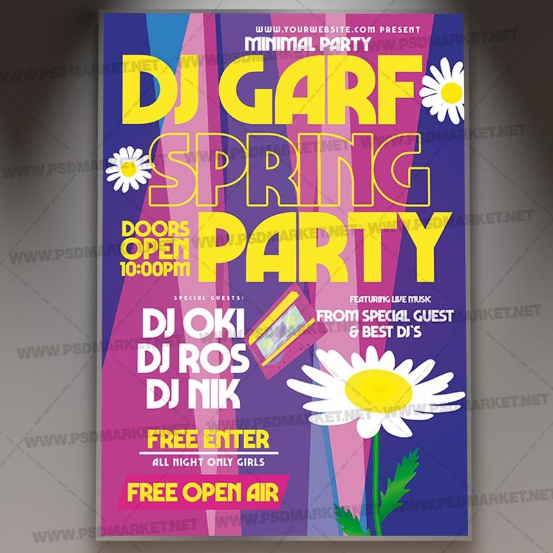 Download Spring Dj Club Party Card Printable Template 1