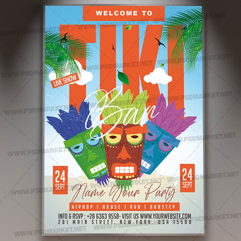 Download Tiki Bar Event Card Printable Template 1