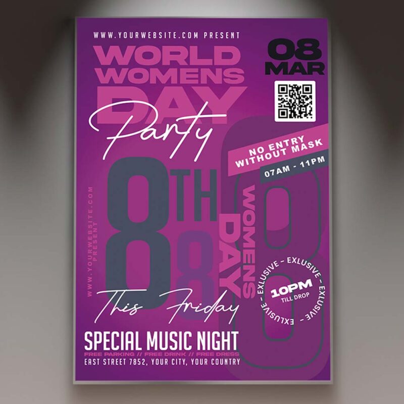 Download Womens Day Party Night Card Printable Template 1